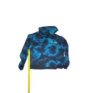 Champion Sweatshirt Women XLarge Blue Tie Dye Hoodie Pullover Script Logo Pocket
